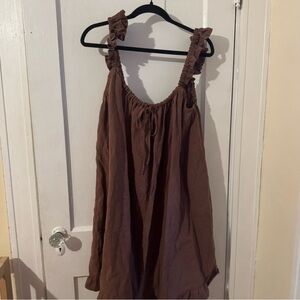 Boheme Goods Ruffle Mini Dress — Chocolate Brown